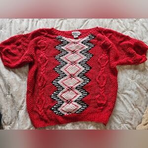 Vintage Villager Red Knit Sweater